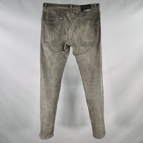 HELMUT LANG Size 32 Grey Charcoal Cotton Blend Slim Straight Jeans