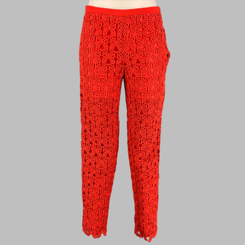 MOSCHINO Size 6 Orange Coral Triacetate Blend Guipure Lace Slim Dress Pants