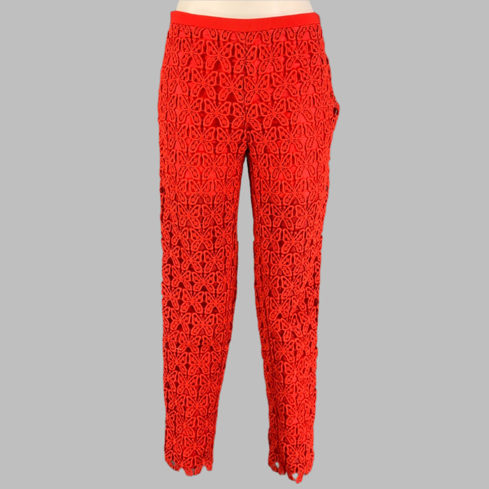 MOSCHINO Size 6 Orange Coral Triacetate Blend Guipure Lace Slim Dress Pants