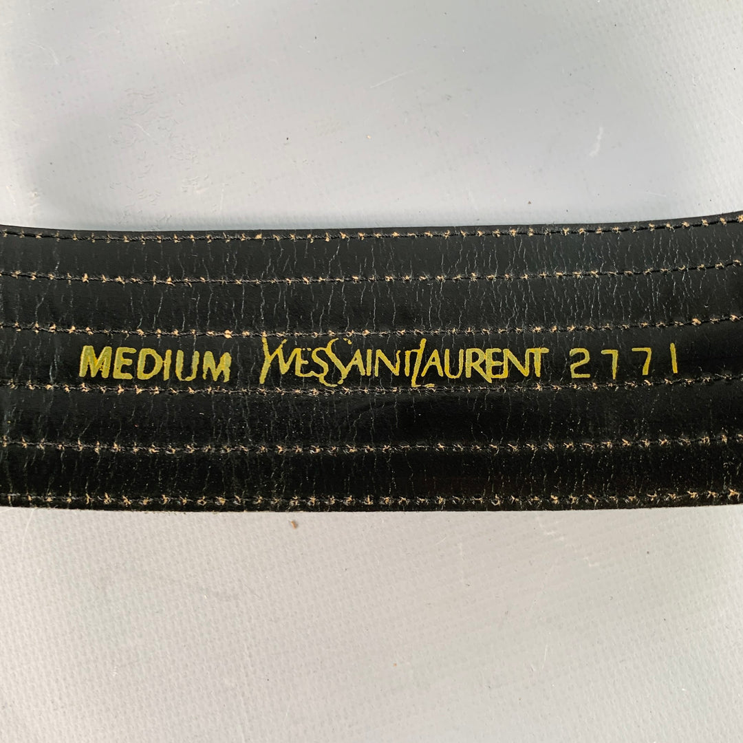 YVES SAINT LAURENT Size M Black Quilted Leather Belt