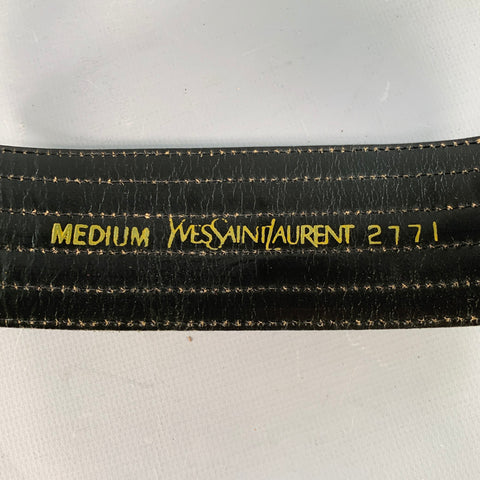 YVES SAINT LAURENT Size M Black Quilted Leather Belt