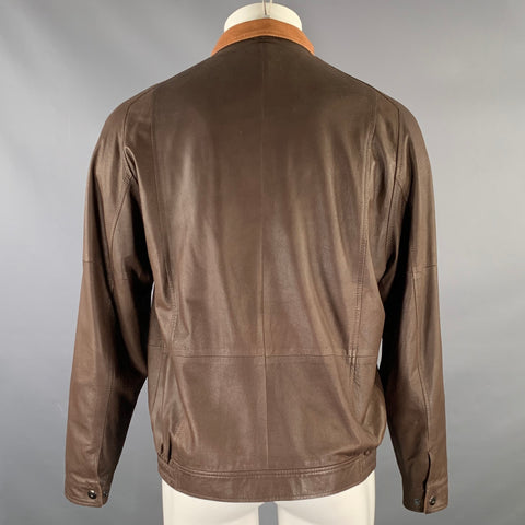 JOHNSTON & MURPHY Size S Brown Tan Leather Zip Up Jacket