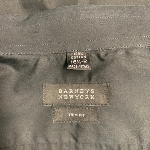 BARNEY'S NEW YORK Size L Trim Fit Black Cotton Button Up Long Sleeve Shirt
