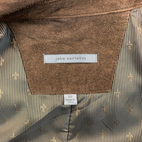 JOHN VARVATOS Size 40 Brown Suede Zip Snaps Jacket