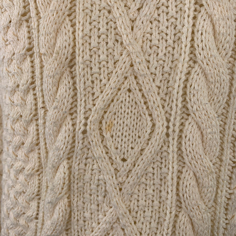 POLO by RALPH LAUREN Size L Cream Cable Knit Cotton Crew Neck Sweater