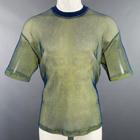 SONG FOR THE MUTE Size M Blue Yellow Mesh Nylon Short Sleeve T-shirt