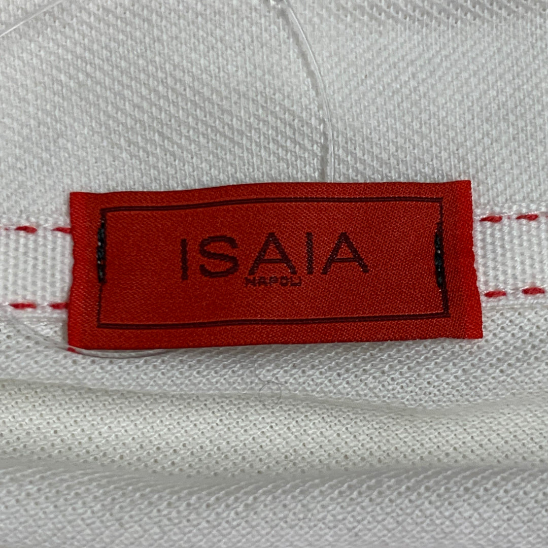 ISAIA Size M Off White Cotton Short Sleeve Polo