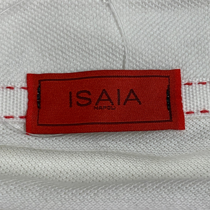ISAIA Size M Off White Cotton Short Sleeve Polo