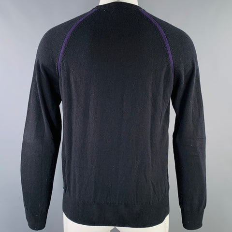 PAUL SMITH JEANS Taille S Cardigan zippé en coton et laine noir et violet