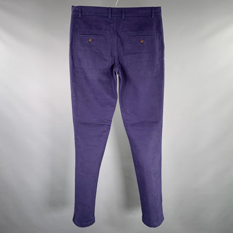 F D B Size 32 Blue Cotton Button Fly Casual Pants
