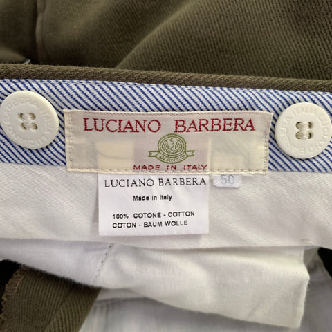 LUCIANO BARBERA Size 34 Green Olive Cotton Cuffed Casual Pants