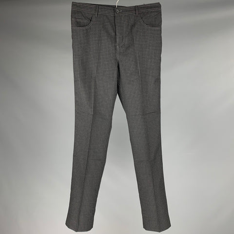 NO BRAND Size 32 Black Green Checkered Wool Jean Cut Casual Pants