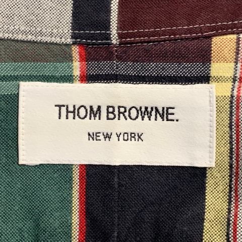 THOM BROWNE Size XS Multi-Color Plaid Cotton One Pocket Long Sleeve Shirt