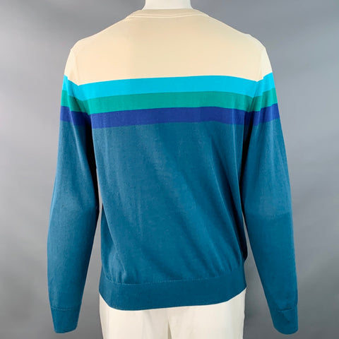 MR TURK Size XL Multi Color Stripe Cotton Modal Crew Neck Pullover