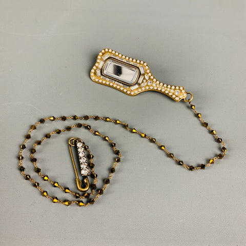 MARC JACOBS Gold Black Beaded Metallic Pearl Necklace