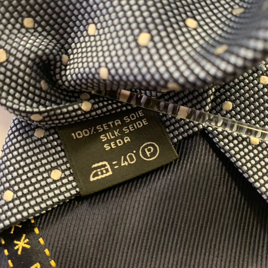 ERMENEGILDO ZEGNA Blue Silver Dots Silk Tie