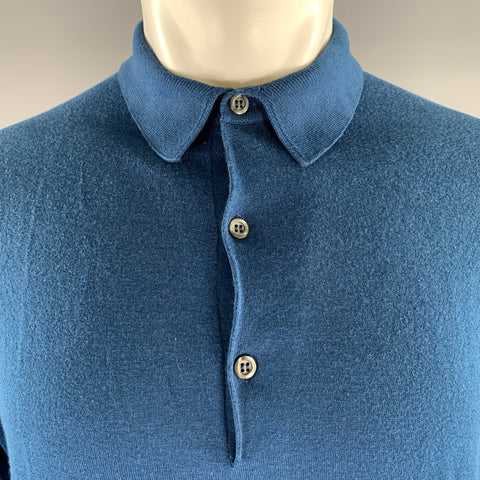 TODD SNYDER Size XL Blue Knit Cotton Polo