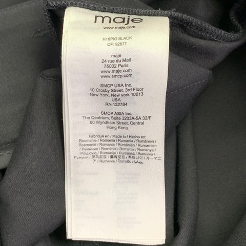 Pantalon décontracté taille haute en mélange de coton noir, taille 2 MAJE