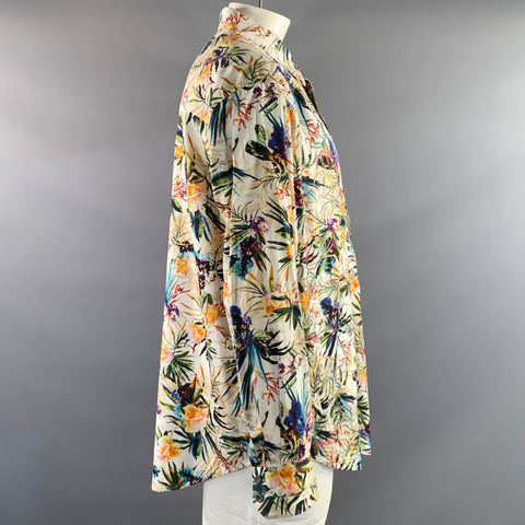 ROBERT GRAHAM Size XXL Cream Leaves Cotton Button Up Long Sleeve Shirt