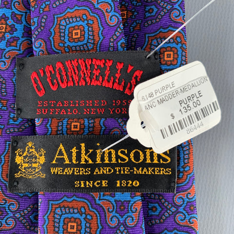 O'CONNELL'S Purple Orange Brocade Silk Tie