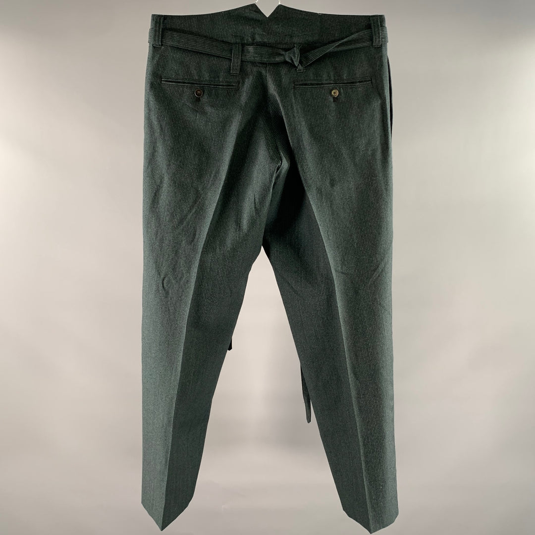 VISVIM Size L Green Pinstripe Wool Linen Silk Pants