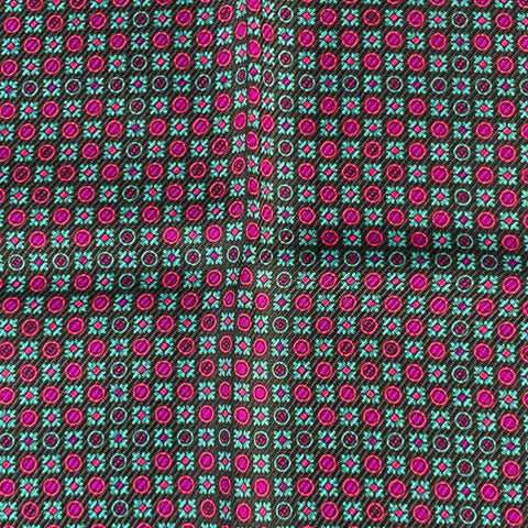 Pochette de costume en soie vintage à carreaux noirs et violets