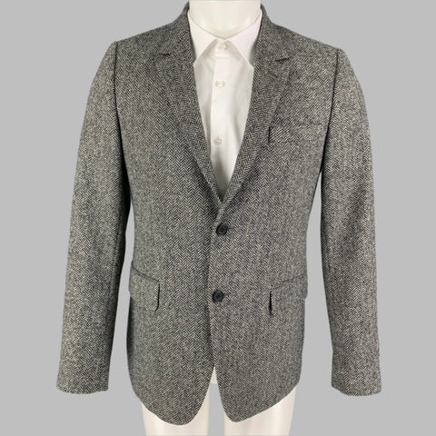 AMI by ALEXANDRE MATTIUSSI Size 40 Grey Black Herringbone Coat