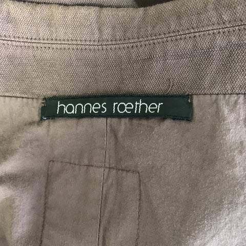 HANNES ROETHER Chest Size S Brown Solid Cotton Blend Notch Lapel Sport Coat