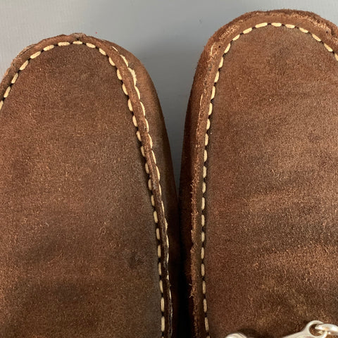 TO BOOT NY Size 10.5 Brown Silver Suede Horsebit Slip On Drivers Loafers