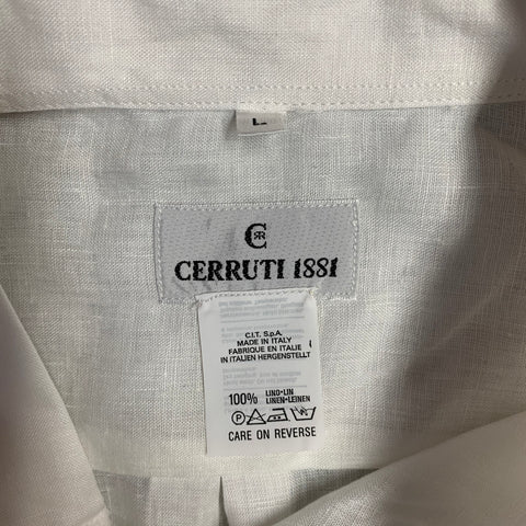 Chemise homme CERRUTI Taille L Lin Blanc Deux Poches Manches Longues