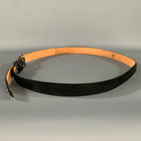 MICHAEL TOSCHI Size 44 Black Suede Leather Belt
