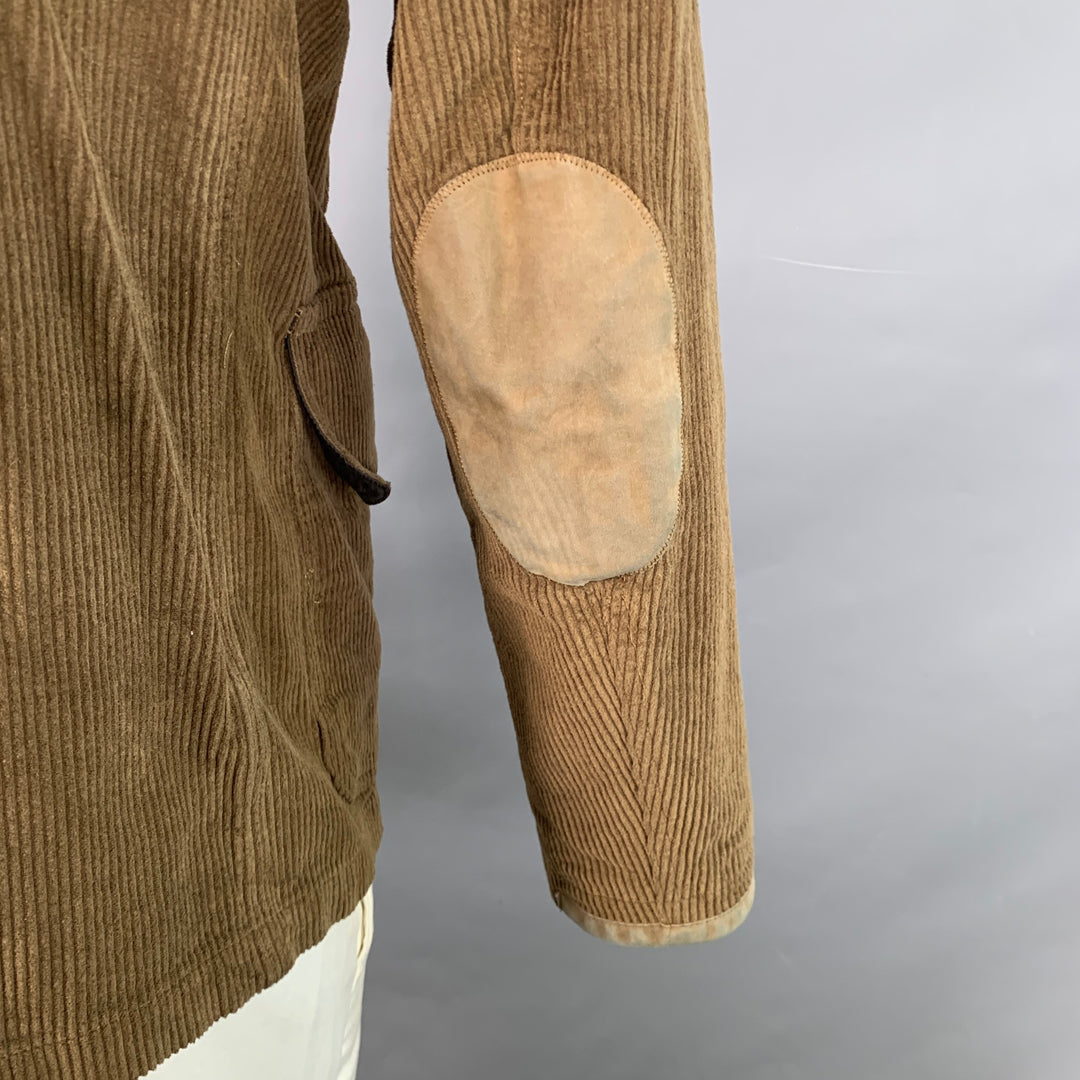 RRL by RALPH LAUREN Size XL Brown Corduroy Cotton Suede Trim Notch Lapel Jacket