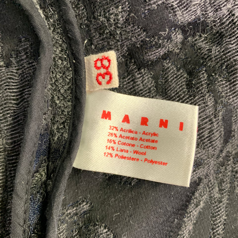 MARNI Size 2 Grey Navy Acrylic Blend Textured Short Sleeve Coat