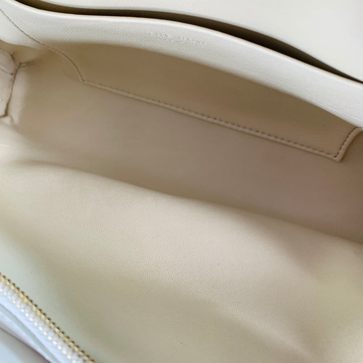 THE ROW Dalia Ivory Leather Zip Baguette Handbag