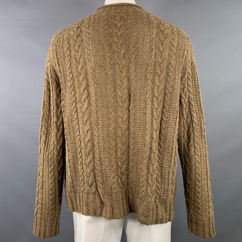 POLO by RALPH LAUREN Size XL Tan Cable Knit Cotton Blend Crew Neck Sweater
