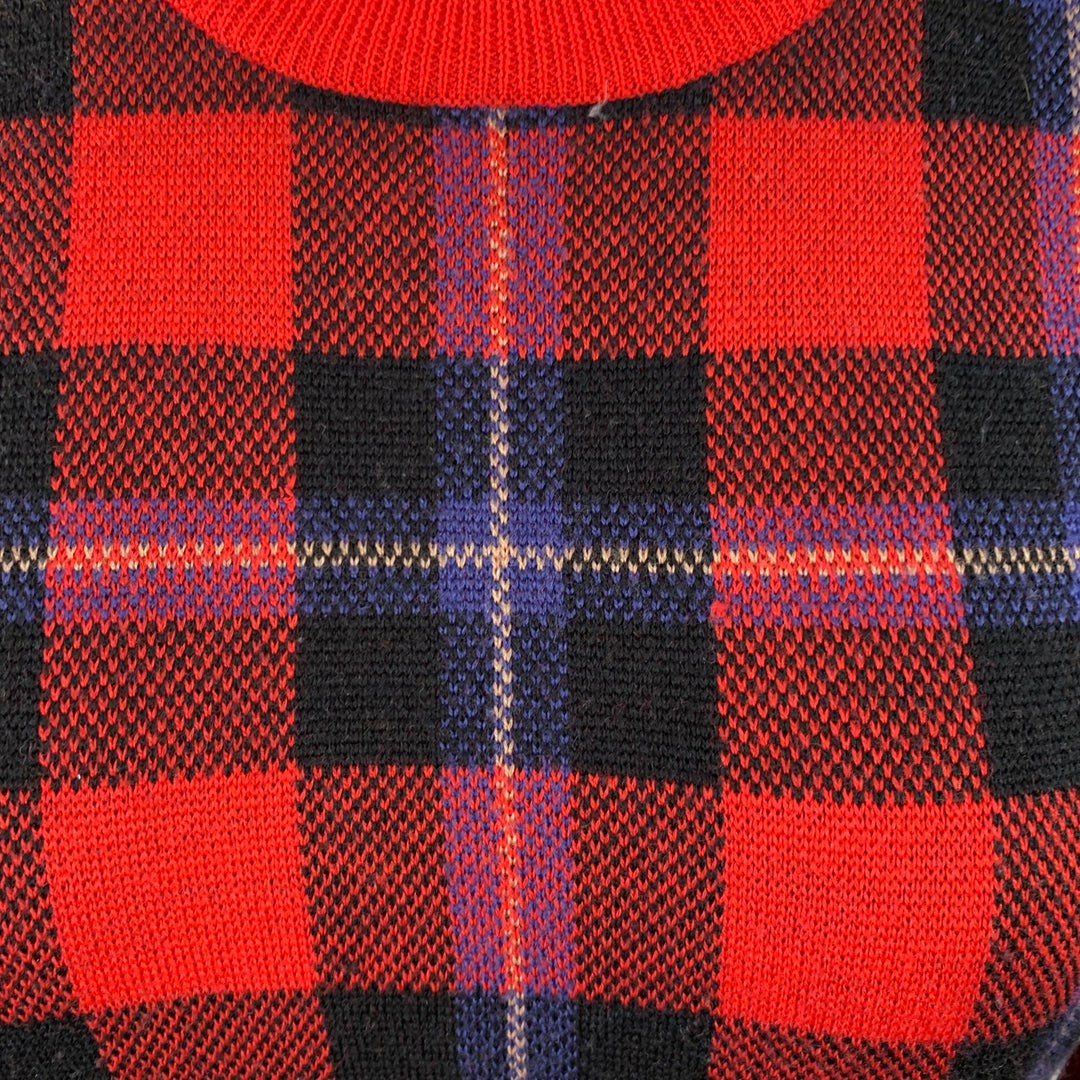 EQUIPMENT Size S Red Black Blue Wool Blend Plaid Crew Neck Pullover