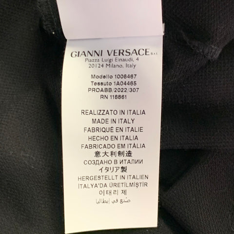 VERSACE Size XXL Black Multi Color Mixed Patterns Cotton Pique Half Placket Polo