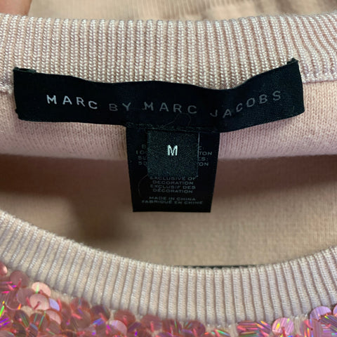 MARC by MARC JACOBS Size M Pink Cotton Sequined Raglan Sleeve Sweater