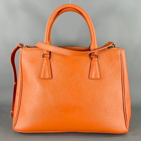 PRADA Galleria Orange Saffiano Leather Top Handles Handbag