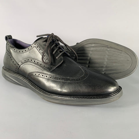 COLE HAAN Size 13 Black Wingtip Leather Derby Lace Up Shoes