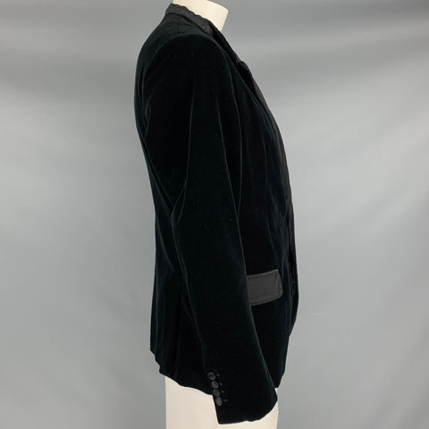 DOLCE & GABBANA Size 42 Black Velvet Cotton Silk Peak Lapel Sport Coat