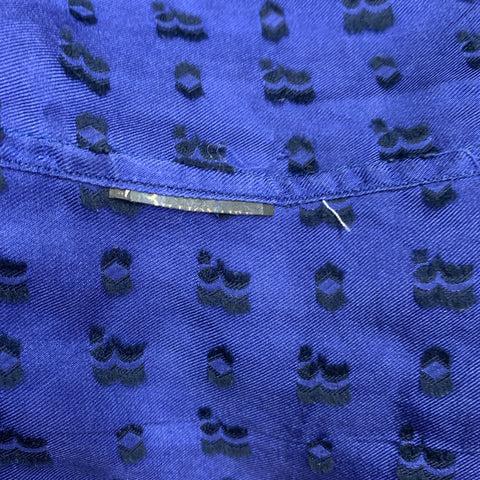 BILLIONAIRE COUTURE Size XL Blue Black Monogram Twill Long Sleeve Shirt