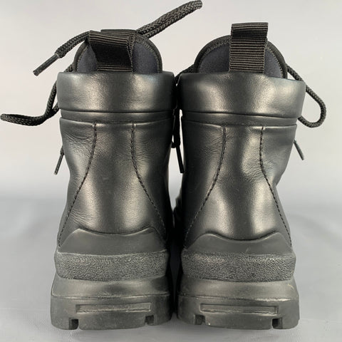 JOHN ELLIOTT Size 7 Black Faux Leather Lace-Up Tread Sole Ankle Boots