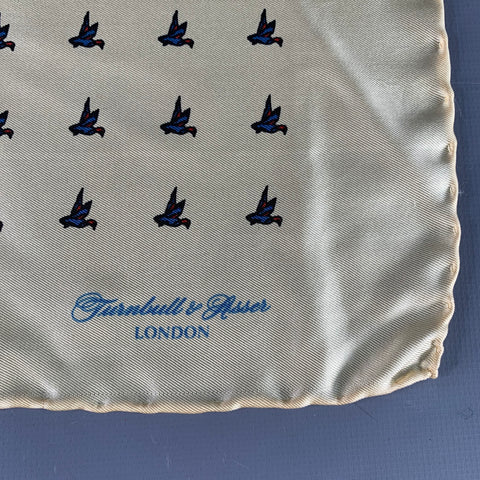 TURNBULL & ASSER Yellow Blue Birds Silk Pocket Square