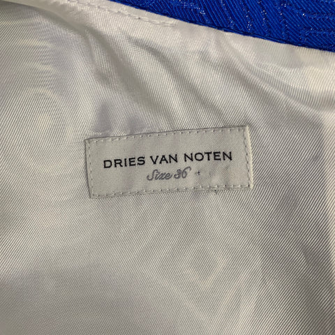 DRIES VAN NOTEN Size S Blue Cream Viscose Abstract Circles Sleeveless Dress