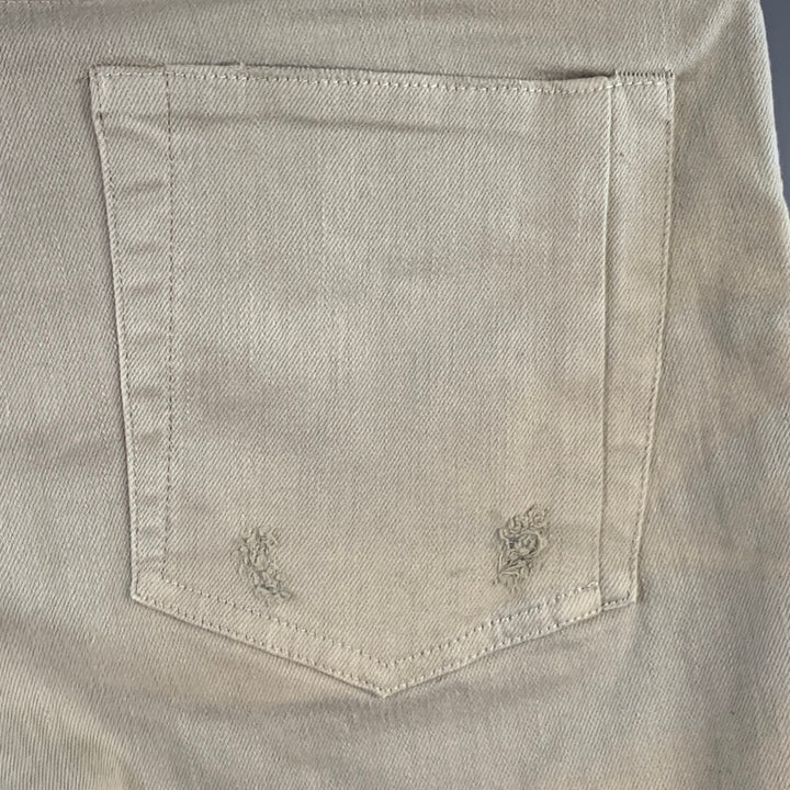 DIESEL BLACK GOLD Size 33 Grey Distressed Cotton Blend Stacked Jeans