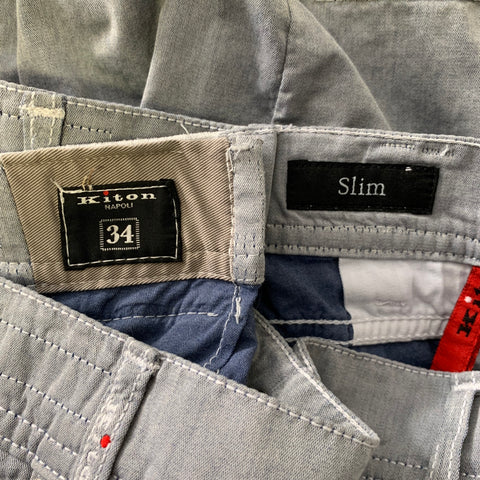 KITON Size 34 Gray Cotton Blend Slim Cut Casual Pants