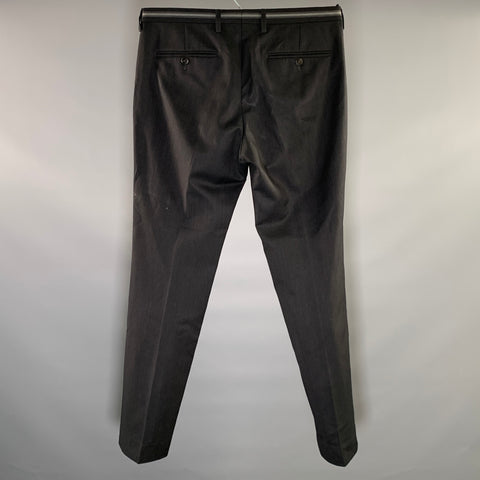 GUCCI Size 36 Black Grey Stripe Viscose Flat Front Dress Pants