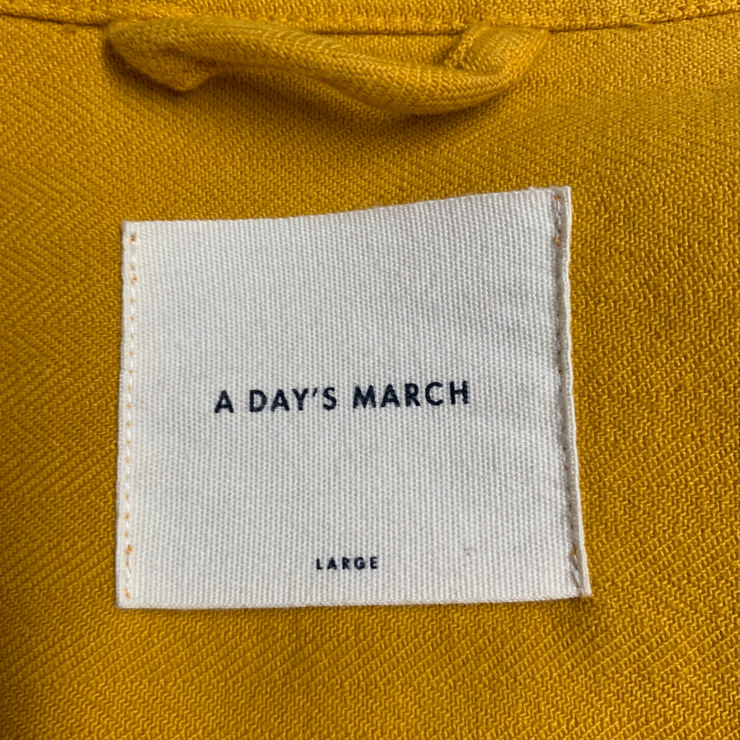 A DAY'S MARCH Size L Yellow Mustard Herringbone Cotton Chore Jacket
