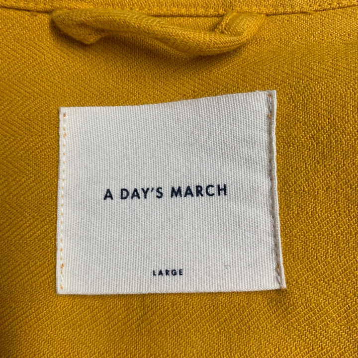 A DAY'S MARCH Size L Yellow Mustard Herringbone Cotton Chore Jacket